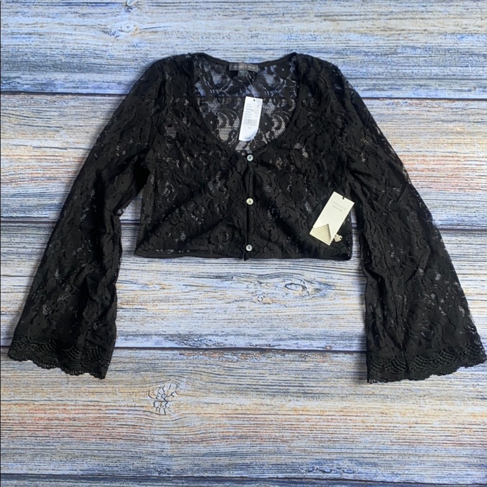Kendall & Kylie Lace Long Sleeve Crop Top